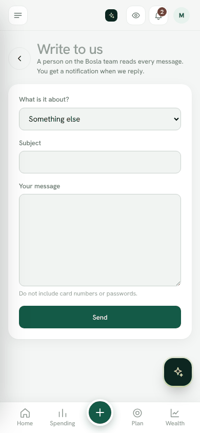 Screenshot: Help, write to us