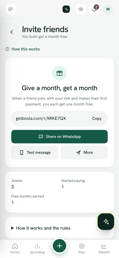 Screenshot: ادعُ أصدقاءك مع رابطك