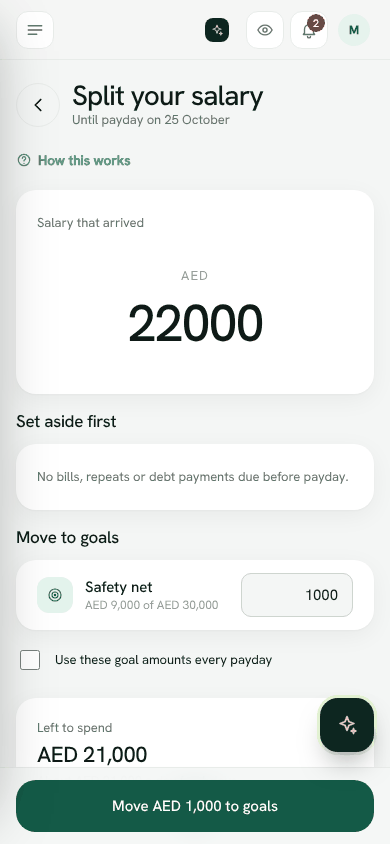 Screenshot: Split your salary