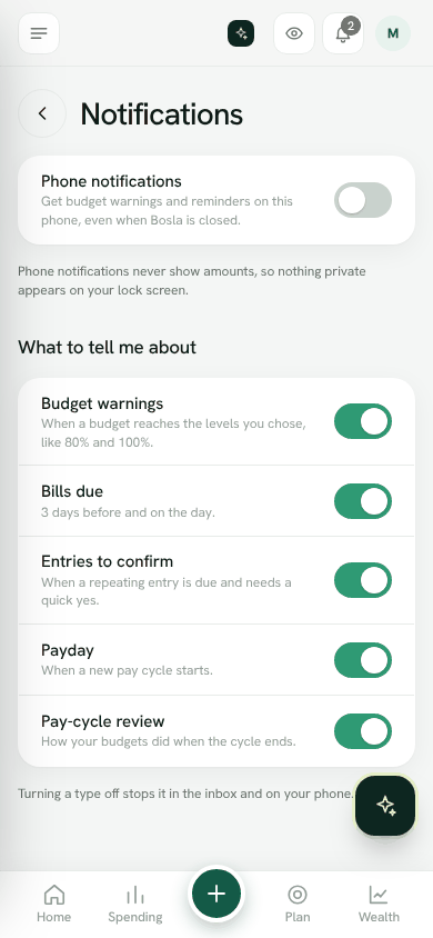 Screenshot: إعدادات الإشعارات