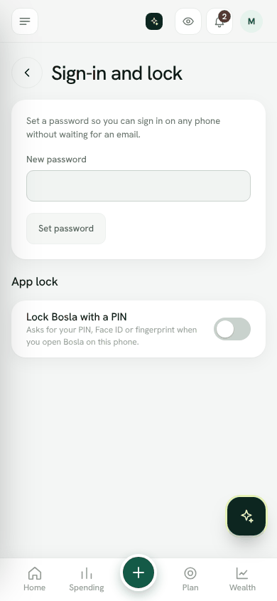 Screenshot: Settings, Sign-in and lock