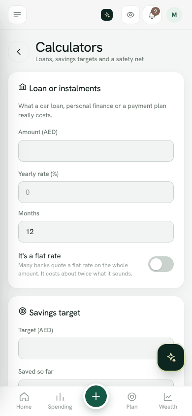 Screenshot: Calculators